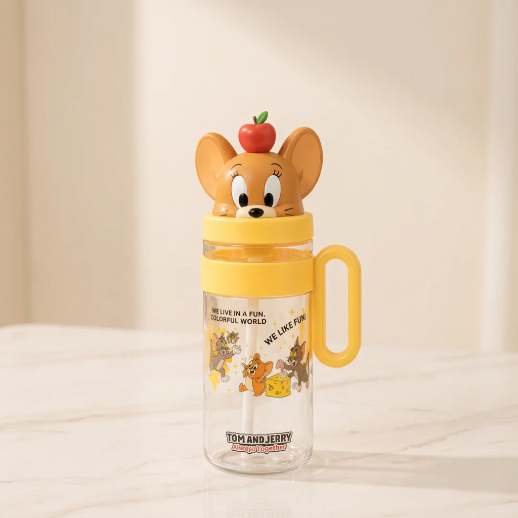 Homero Cute Cartoon Kids Water Bottle with Straw - 1060ml Capacity
