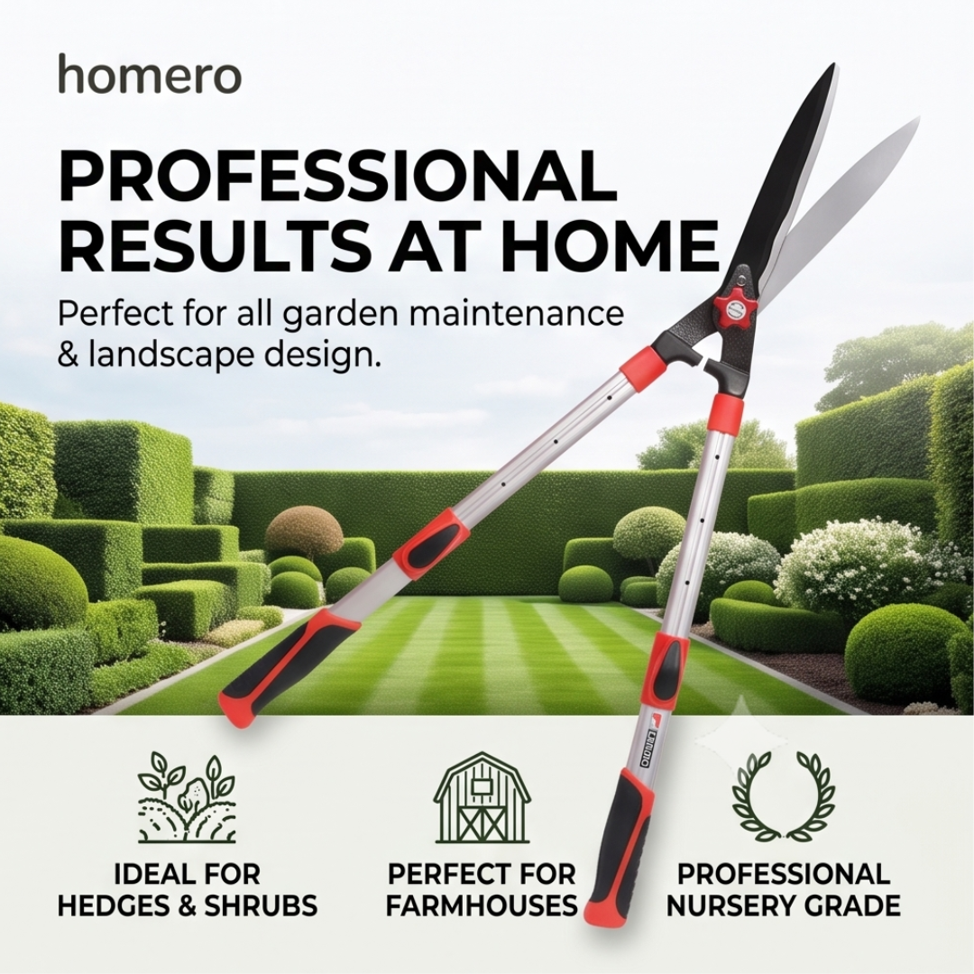 Heavy Duty Extendable Garden Hedge Shears with Wavy Steel Blade