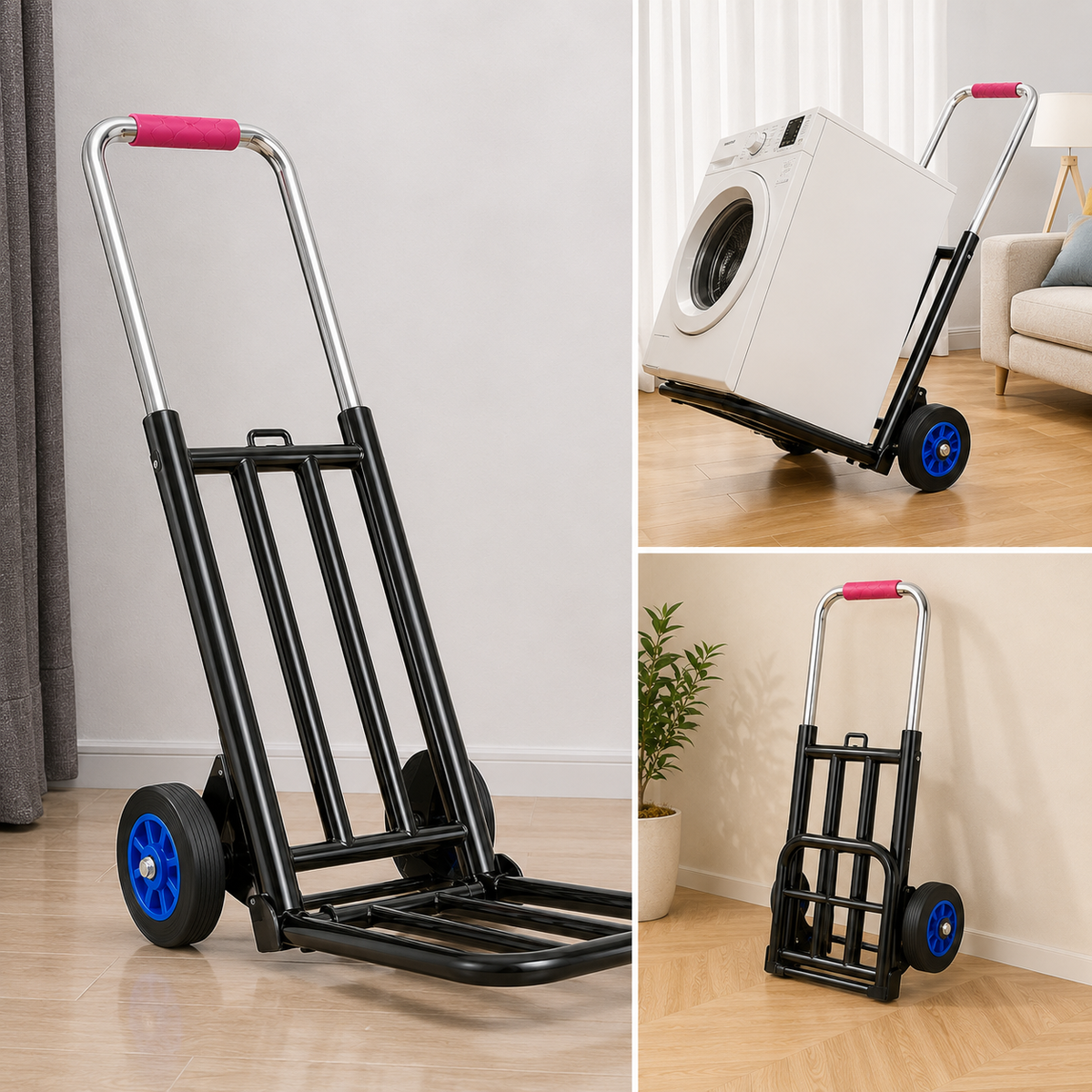 Heavy Duty Foldable Stair Climbing Hand Truck Trolley with Adjustable Handle