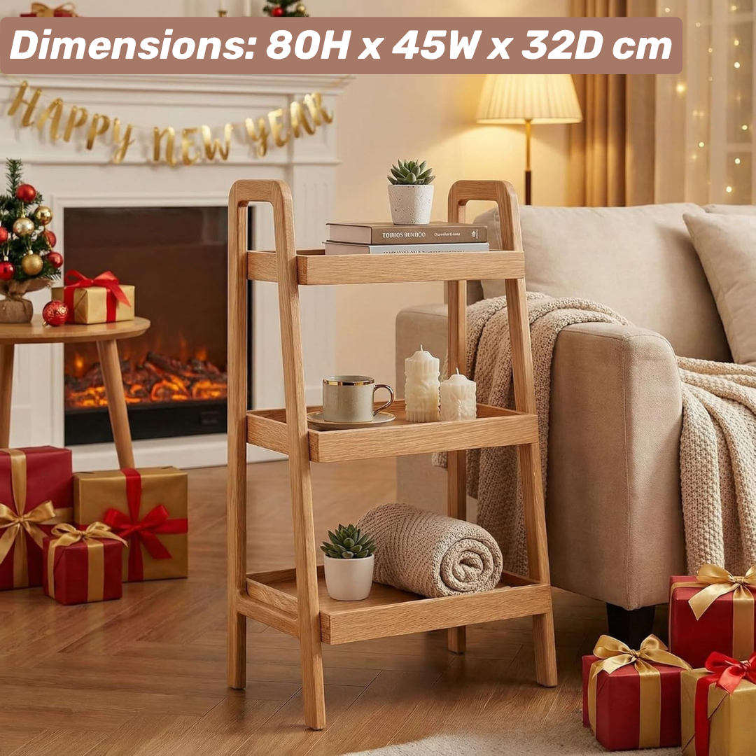 Multi Purpose Oak Wood Storage Shelf Portable Display Stand