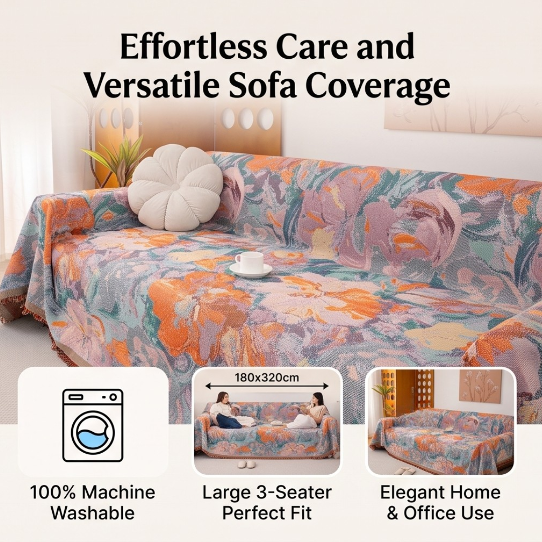 Luxury Floral Woven Multiuse Throw Sofa Cover