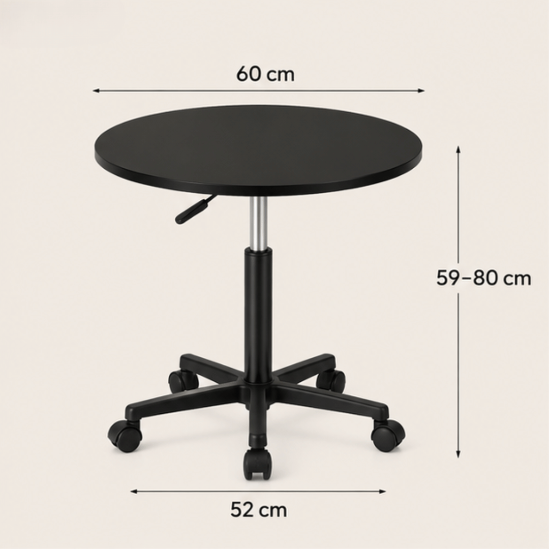 Multi-Use Adjustable Height Round Table With Wheels