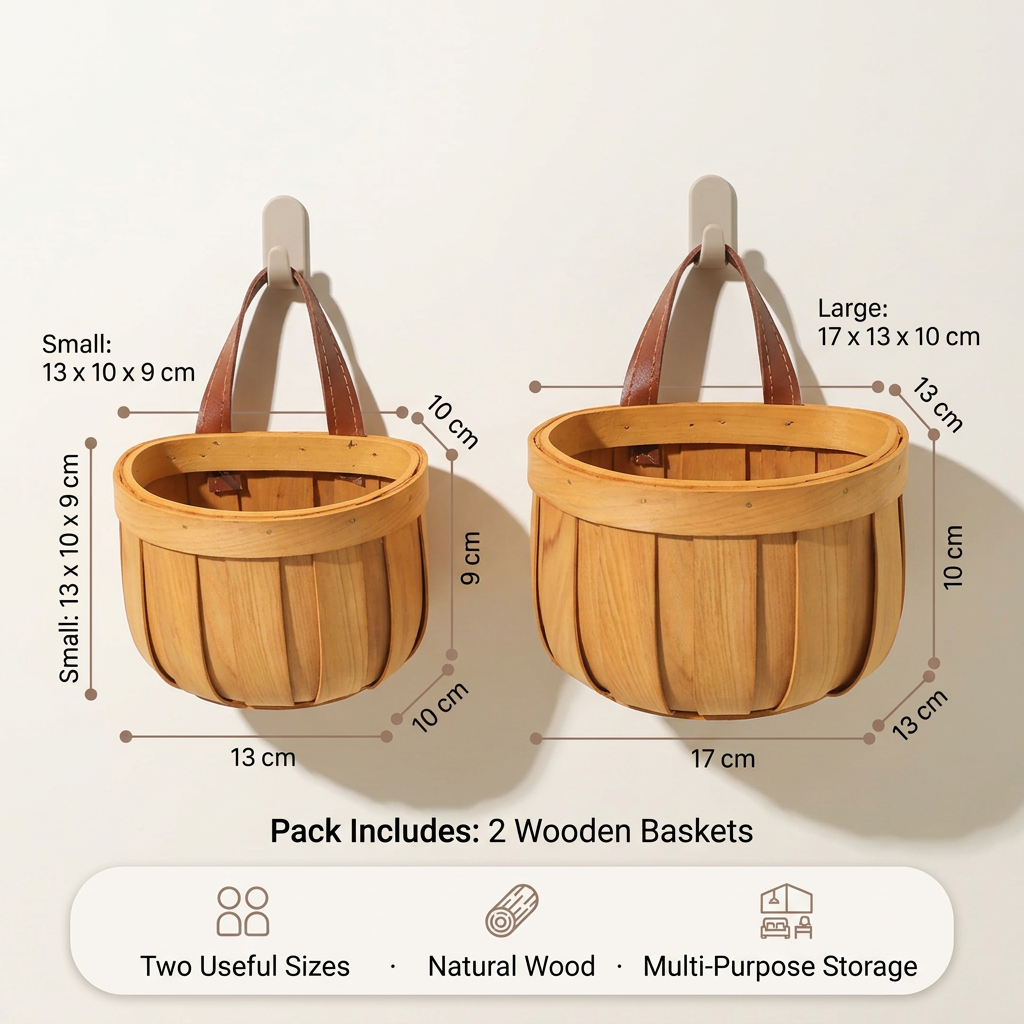 Homero Multi-Purpose Wooden Wall Hanging Storage Basket