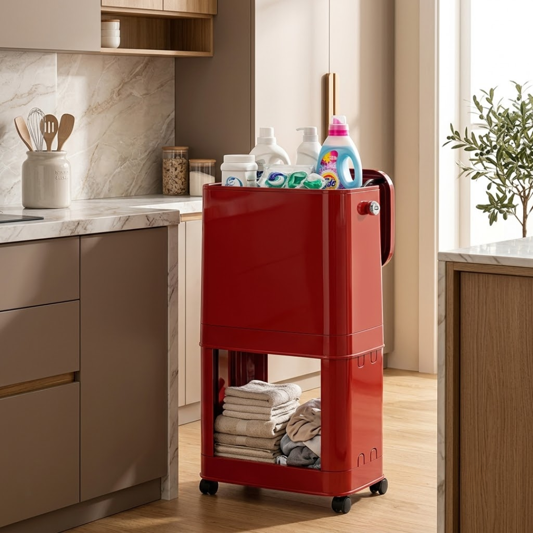 Multifunctional 2 Layer Portable Kitchen Waste Bin with Odour Control and Smooth Mobility