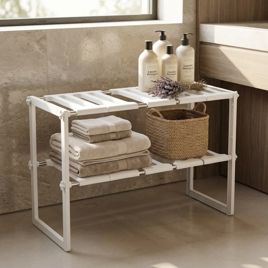 Two Tier Adjustable Under Sink Storage Organizer