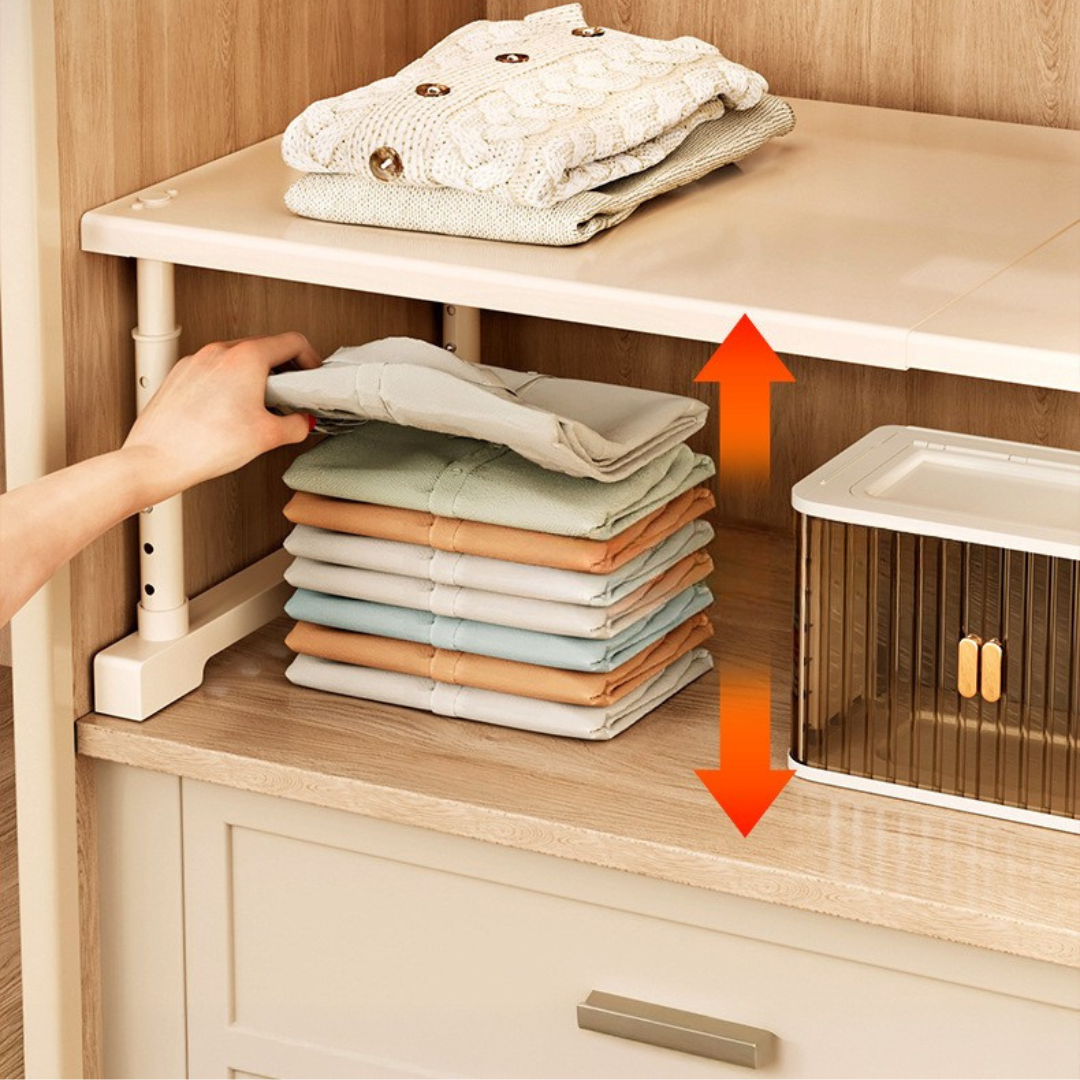 HOMERO Multi-Purpose Adjustable Carbon Steel Wardrobe Shelf Storage Rack