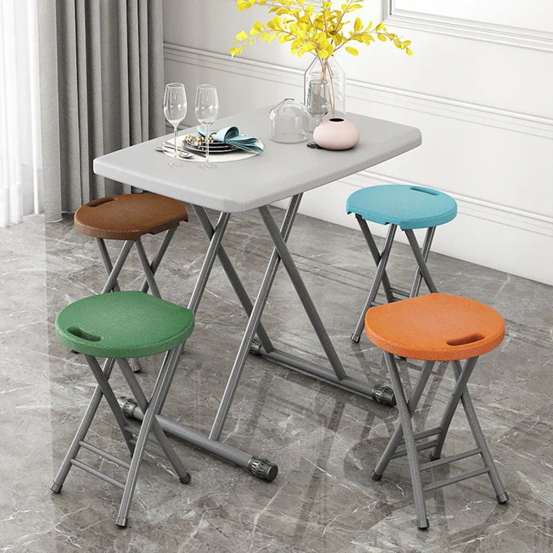 Portable Folding Stool Lightweight Heavy Duty Plastic Seat with Metal Frame