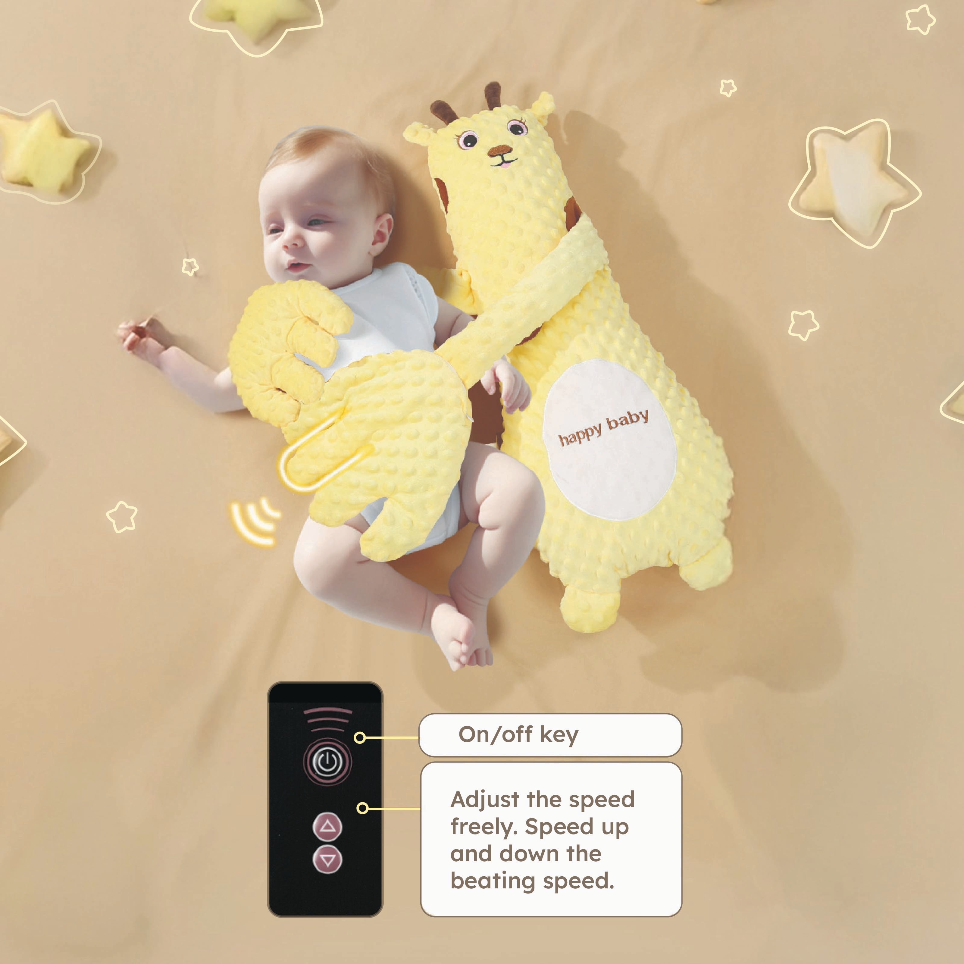 HOMERO Baby Soothing Palm Hug Plush Toy with Remote Patting System