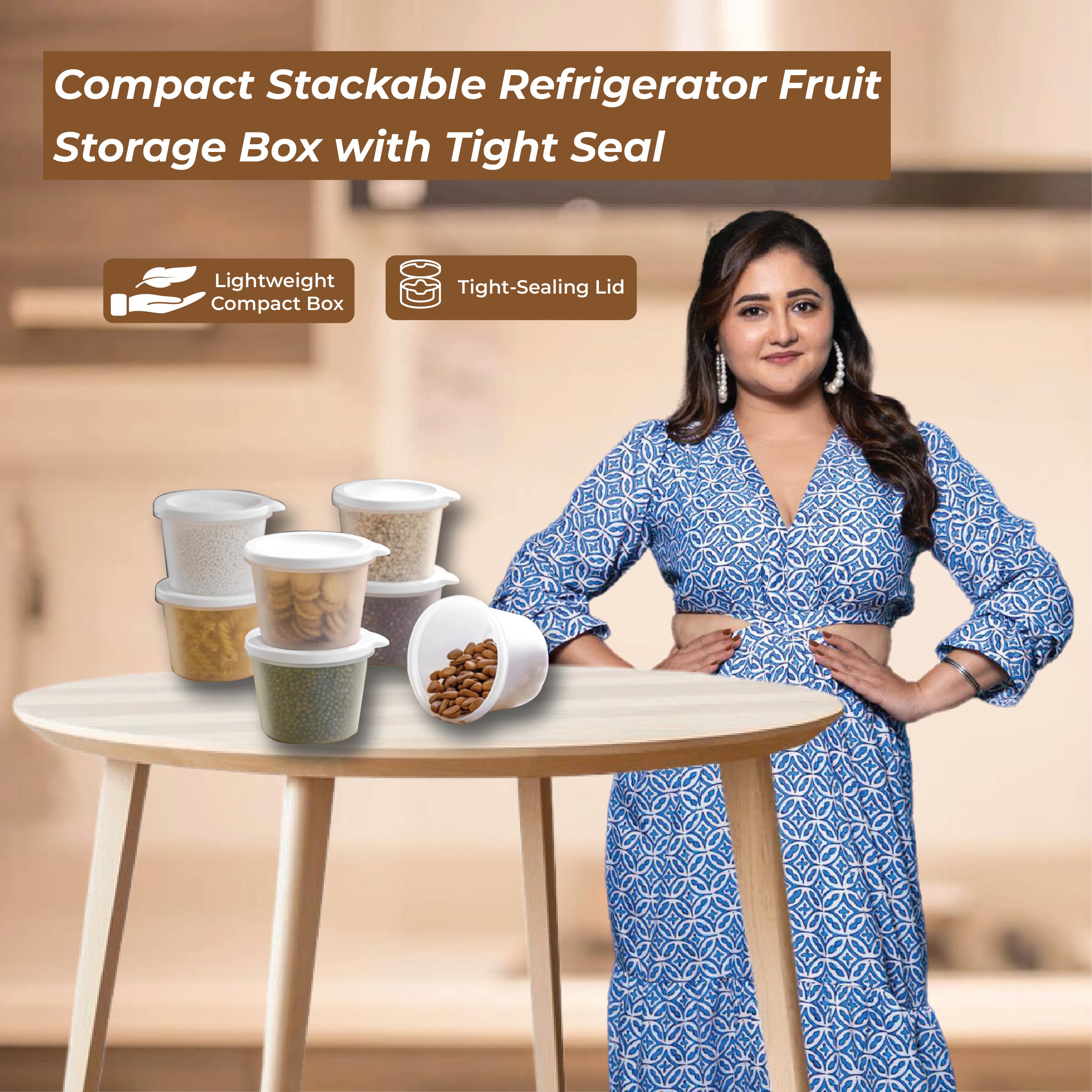 Compact Stackable Refrigerator Fruit Storage Box with Airtight Seal