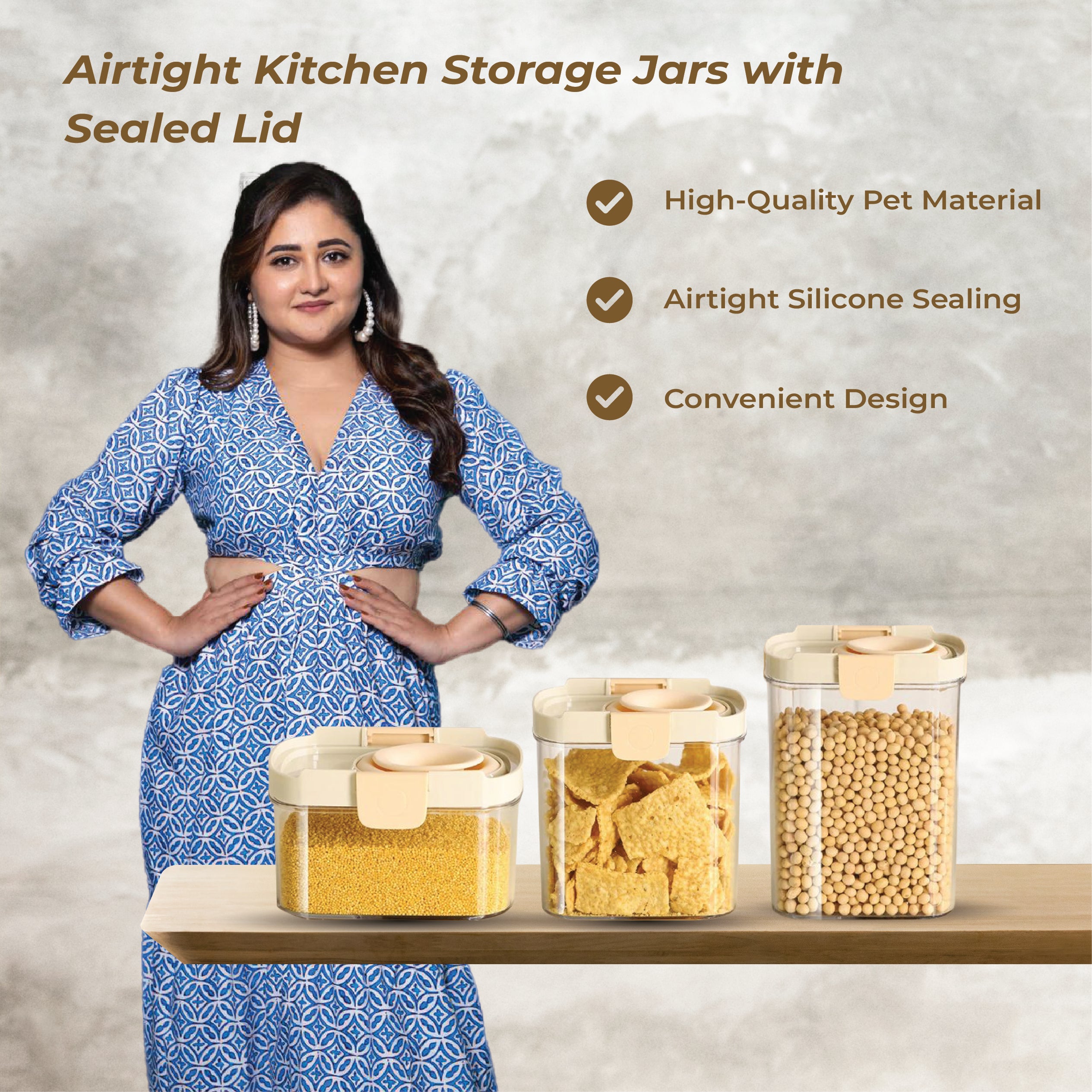 Airtight Kitchen Storage Jars with Sealed Lid