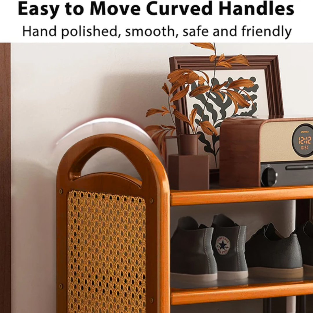 HOMERO Elegant Multi-Tier Bamboo Rattan Storage Stand Shoe Rack