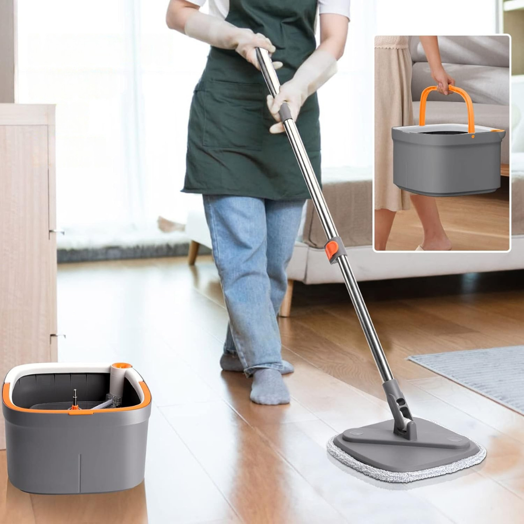 Homero 2-in-1 Water Separation Bucket 360° Rotating Spin Mop with Bucket and 2 Mop