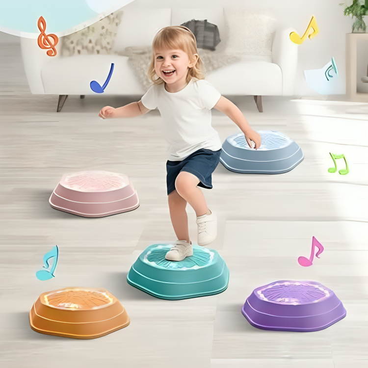 HOMERO  Interactive Balance Musical Light Up Stepping Stones - Set 5 Pcs