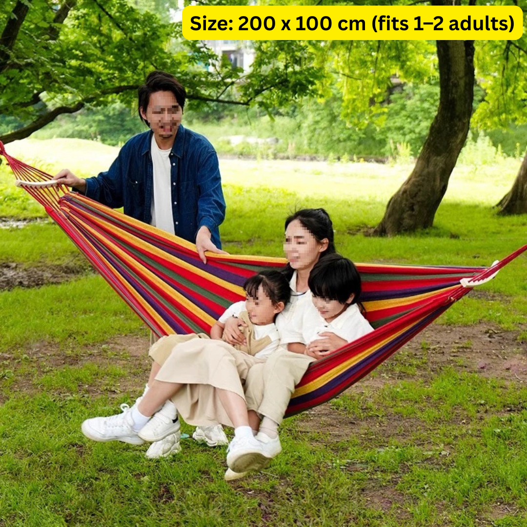 HOMERO Wooden Canvas Hammock Swing Bed Outdoor & Indoor - 200x100cm