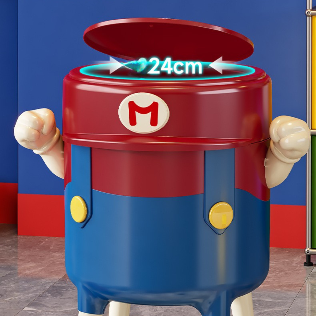 Super Mario Cartoon Style Wheeled Trash Can -13L Size