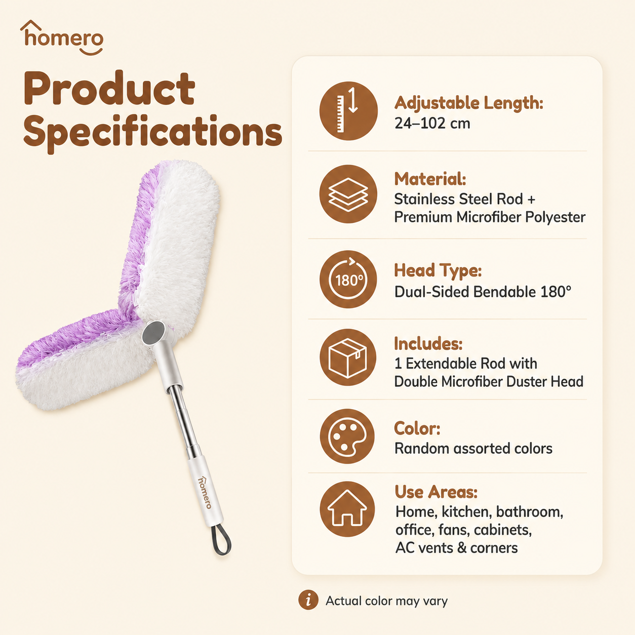 Extendable Dual Head Microfiber Duster with Bendable Cleaning Head