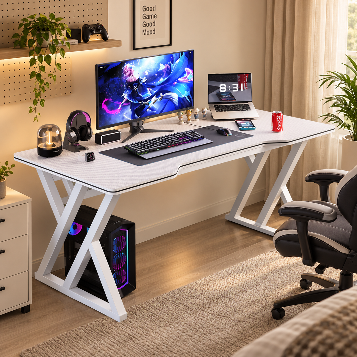 Modern Ergonomic Gaming Desk Minimalist Home Office Computer Table
