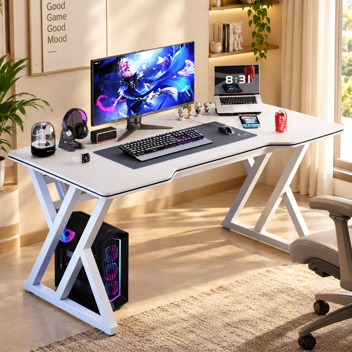 Modern Ergonomic Gaming Desk Minimalist Home Office Computer Table
