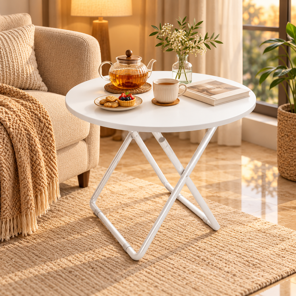 Modern Round Foldable Multiuse Table