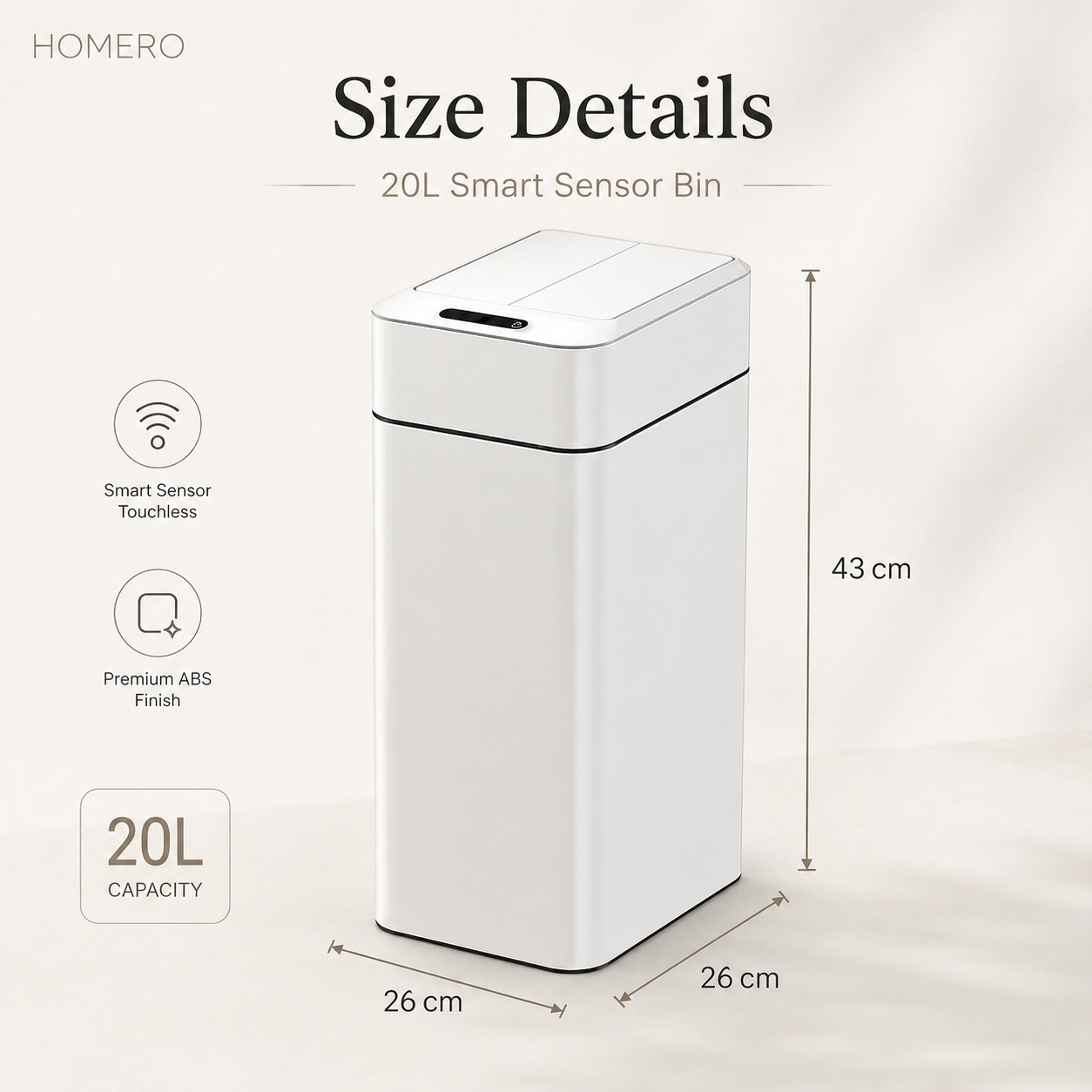 Smart Touchless Automatic Trash Bin with Self Sealing Technology - 20L