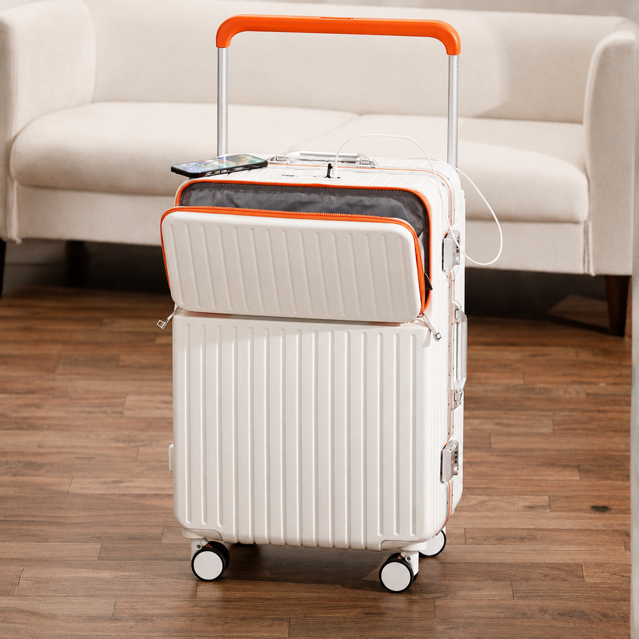 Durable Smart Luggage Case with 360° Swivel Wheels & Dual Charging Port