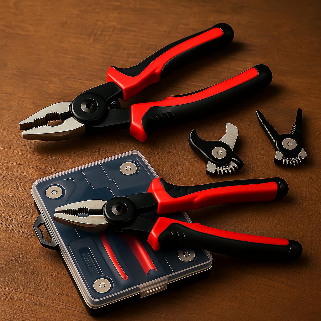 HOMERO 5 In 1 Multifunctional Interchangeable Head Heavy Duty Pliers Tool Set