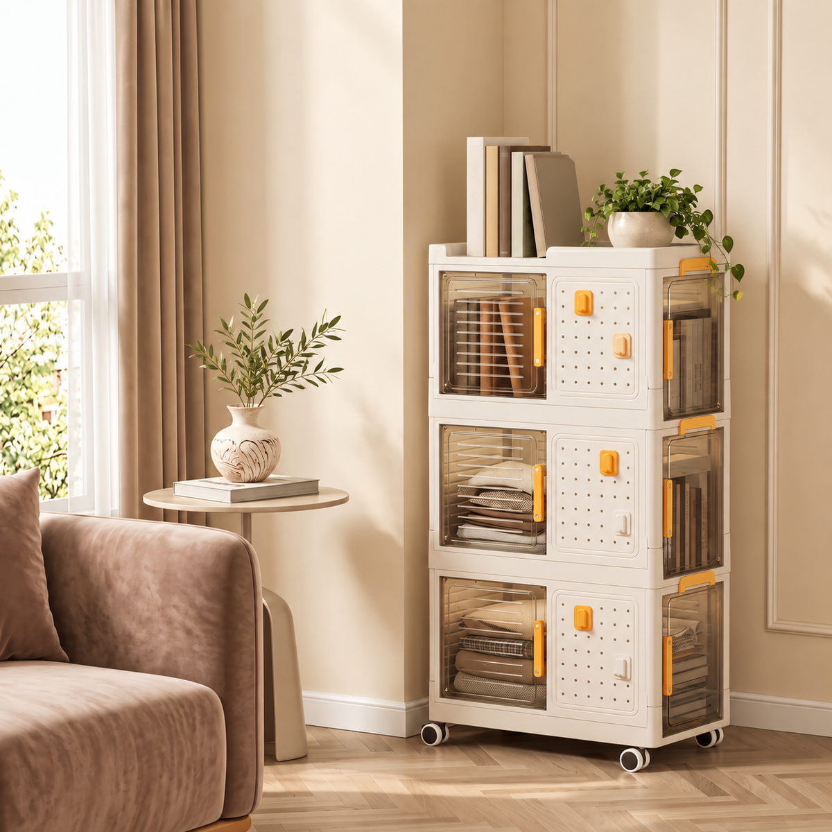 Multi-Tier Rolling Storage Bookcase With Wheels