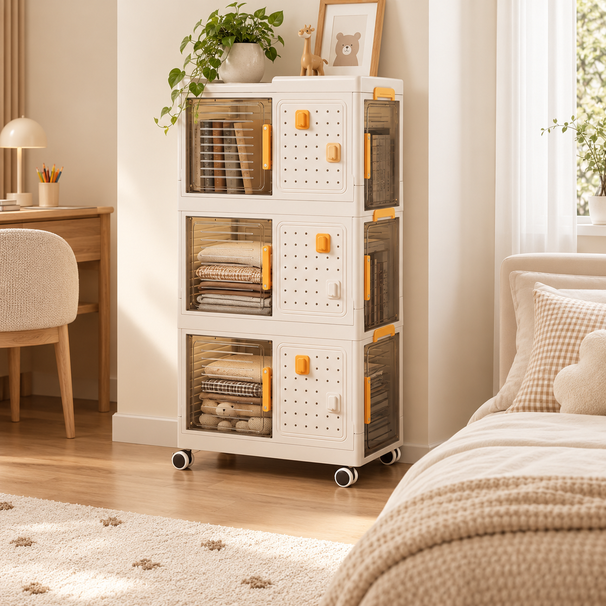 Multi-Tier Rolling Storage Bookcase With Wheels