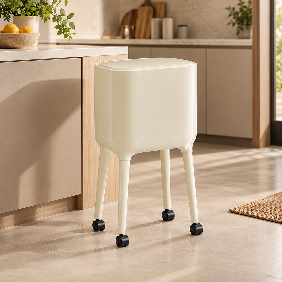 HOMERO Nordic Style High Foot Push Lid Trash Can - 16L