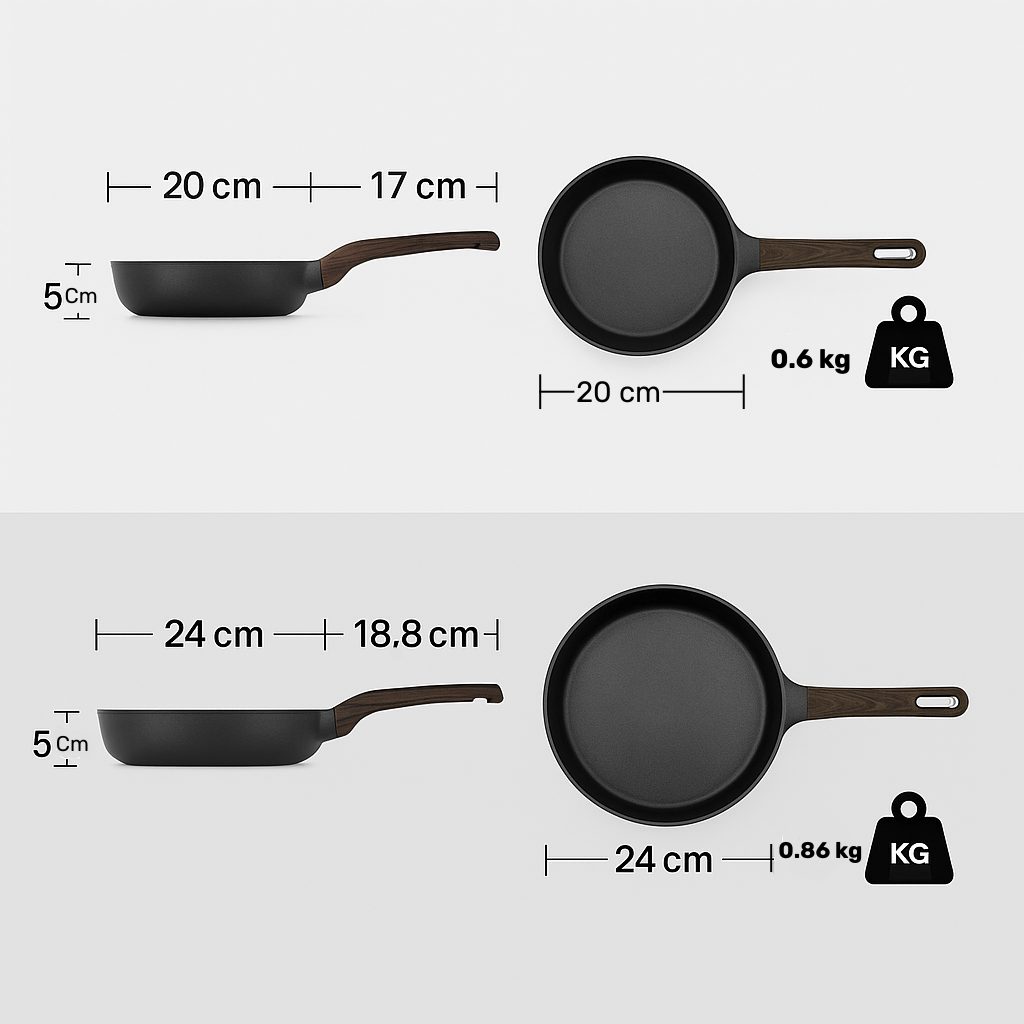 Multipurpose Non-Stick Frying Pan with Woodgrain Handle
