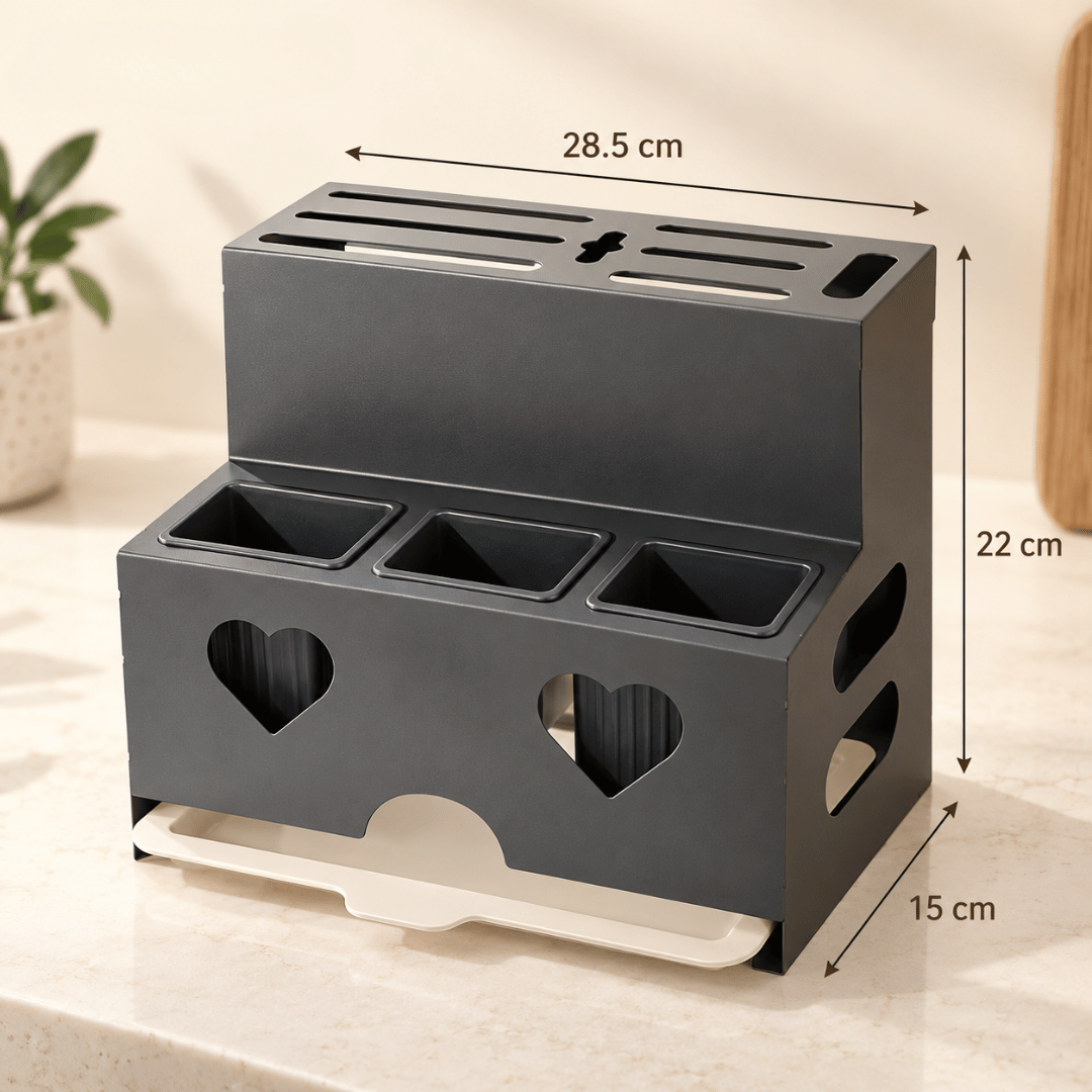 Wall Mounted Kitchen Knife Holder and Chopstick Organizer