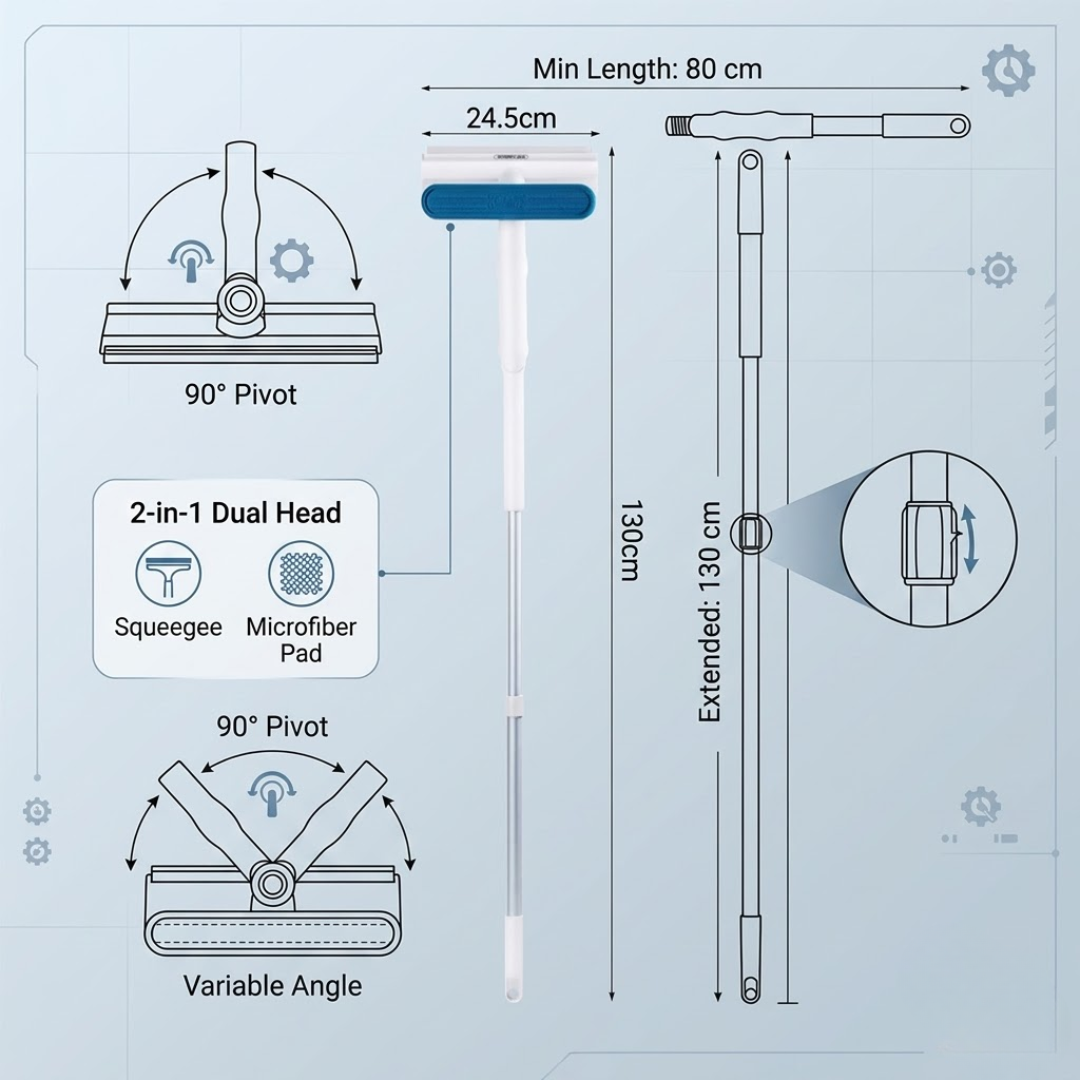 2 in 1 Window Glass Cleaning Wiper with Spray Bottle
