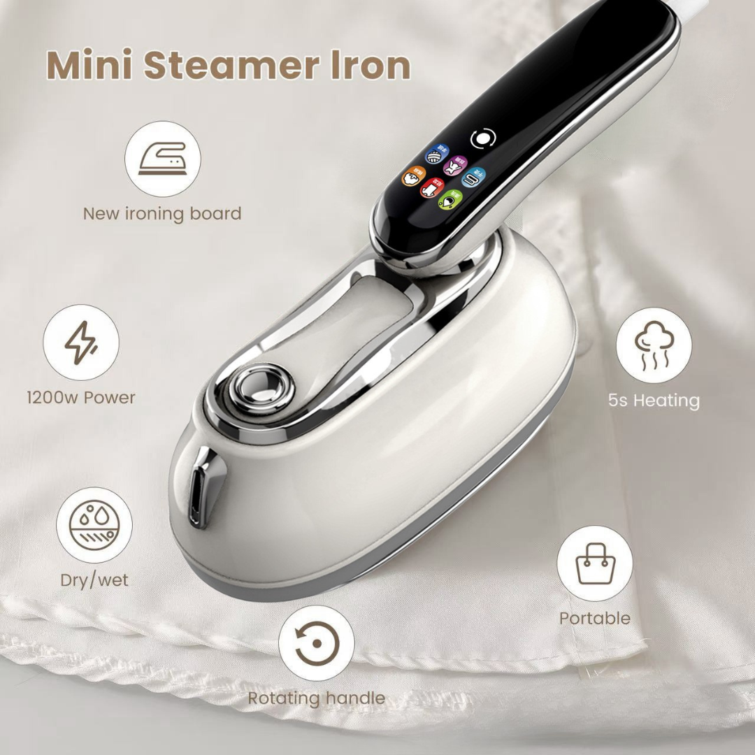 6 In 1 Portable Clothes Steamer with LED Touch Screen (1300W Fast Heating 160ML Capacity)