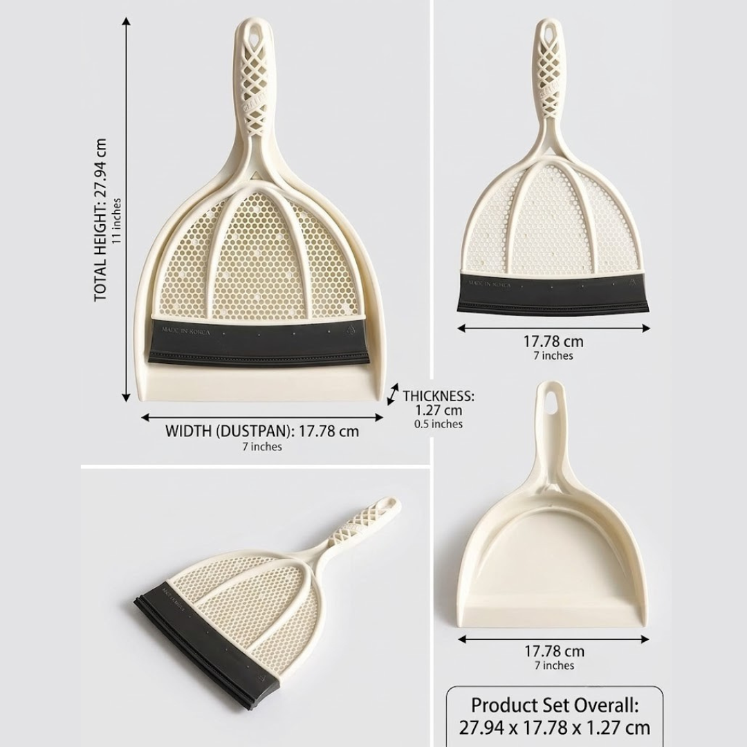 Multi Purpose Silicone Squeegee Brush Dustpan Cleaning Kit