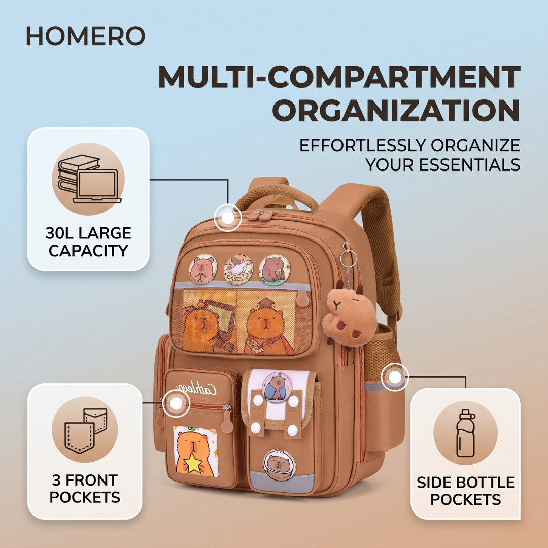 Korean Style Capybara School College Travel Backpack