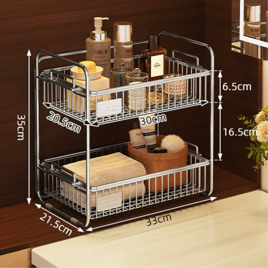 Double Layer Stainless Steel Countertop Storage Rack