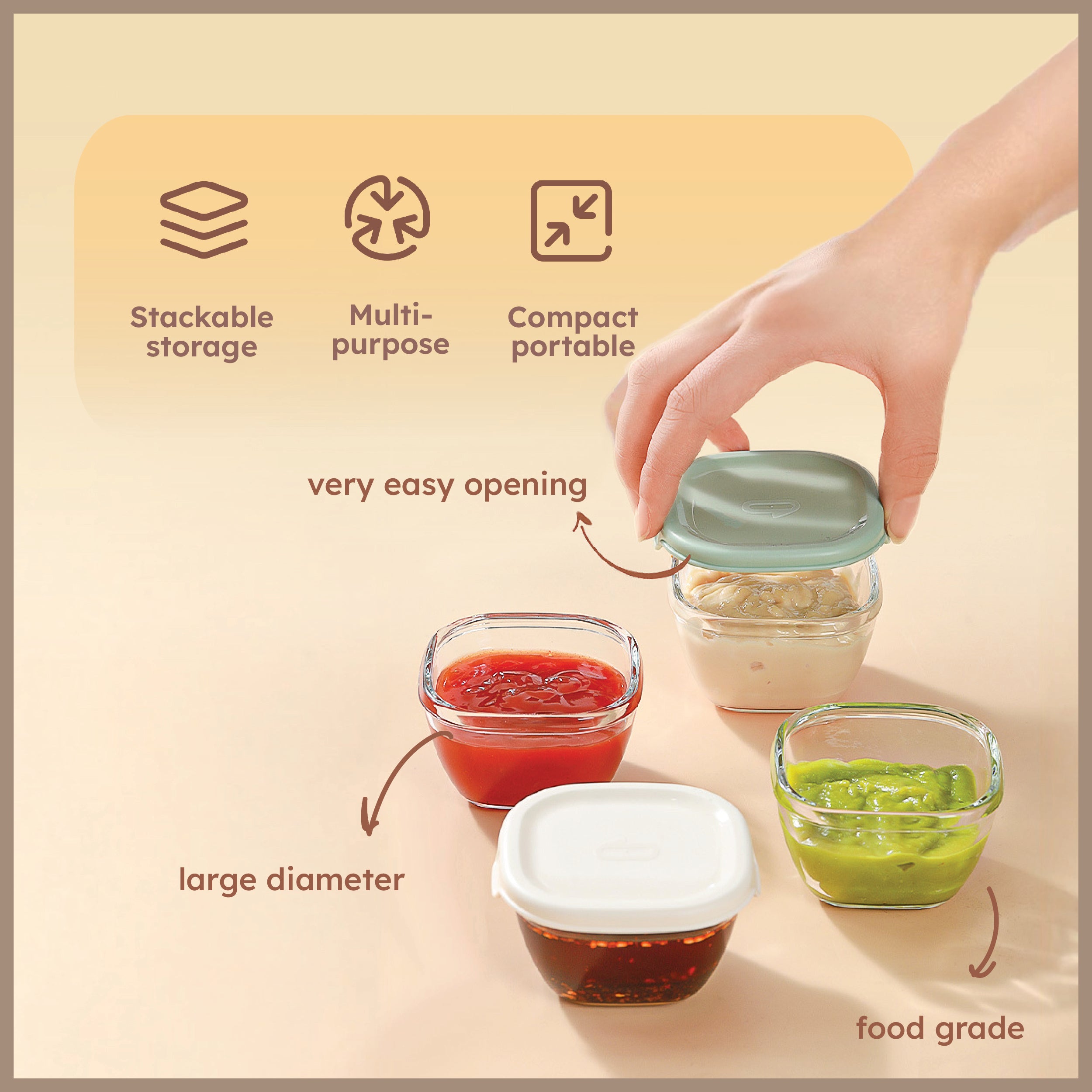 Food Grade Multipurpose Sealed Mini Glass Containers