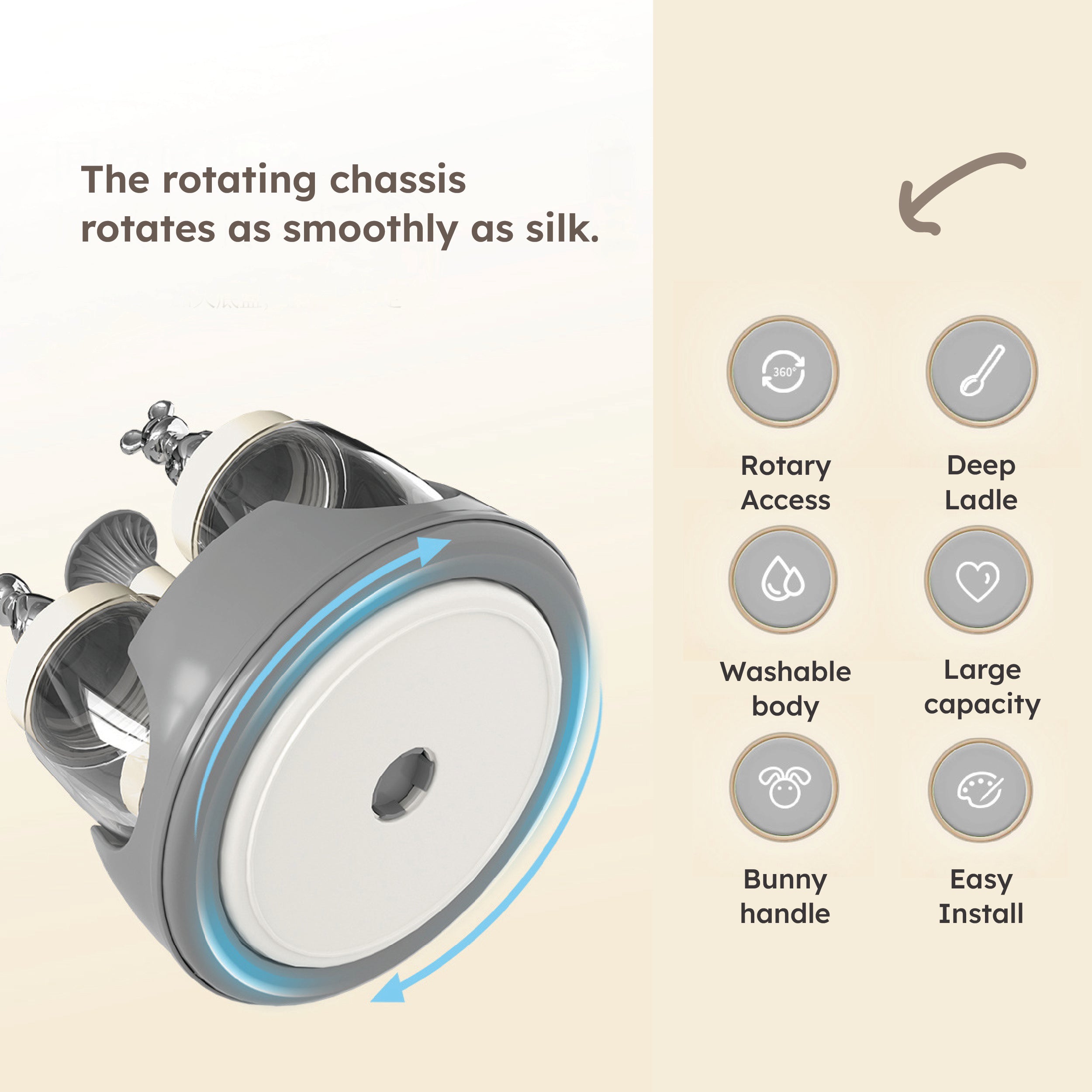 HOMERO 360 Degree Rotating Glass Bottle Organizer Spice Rack Set - 310ml