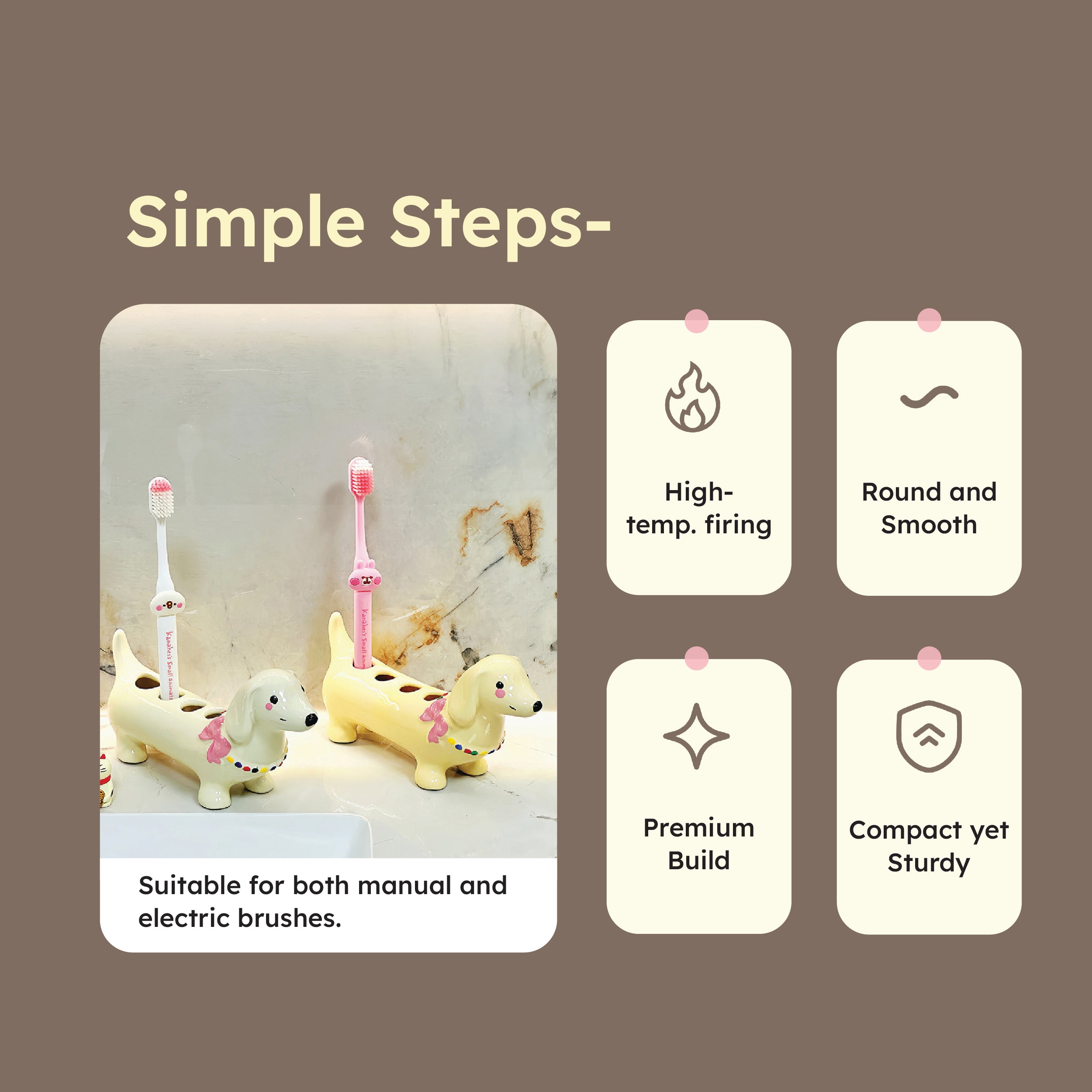 HOMERO Elegant Ceramic Cartoon Toothbrush Holder