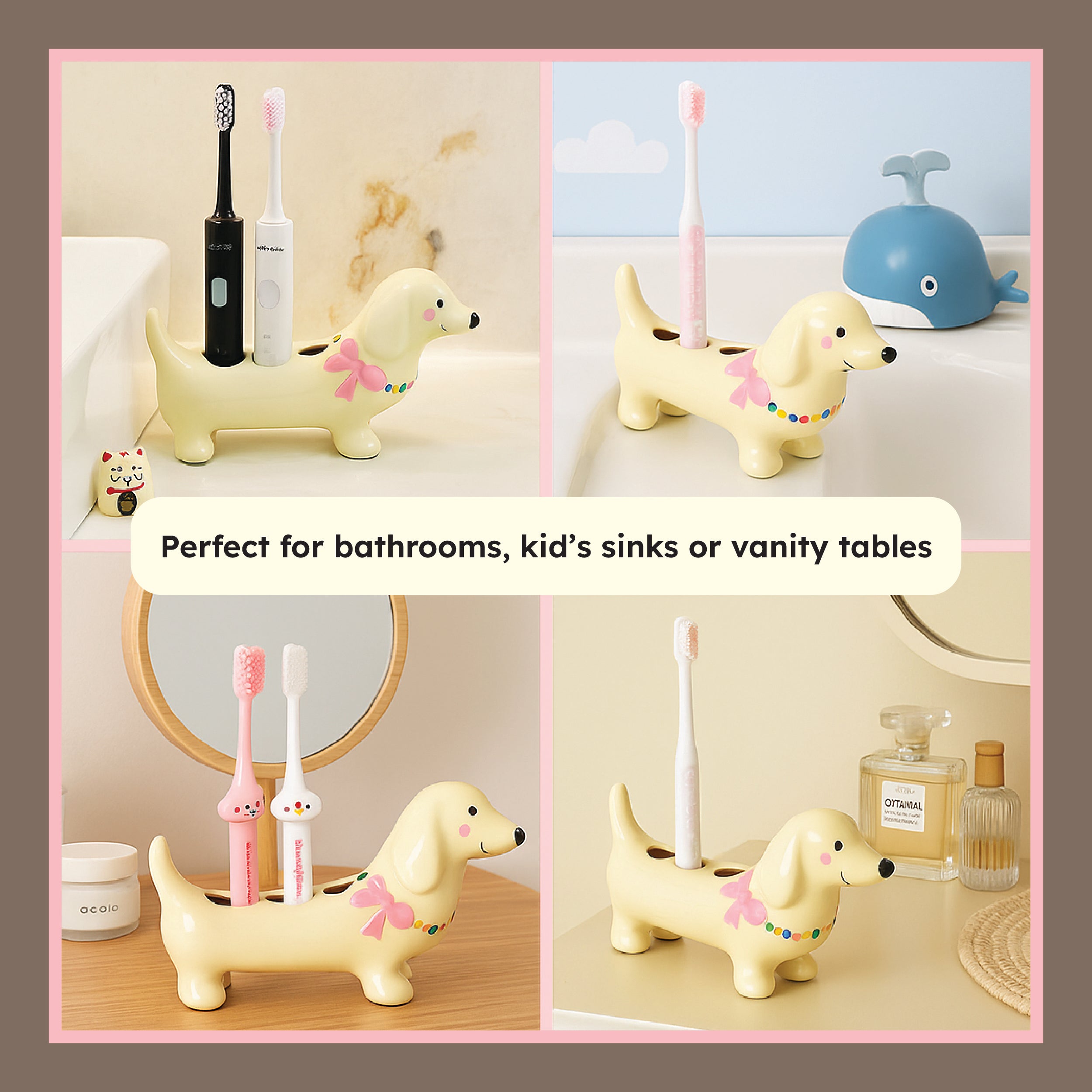 HOMERO Elegant Ceramic Cartoon Toothbrush Holder