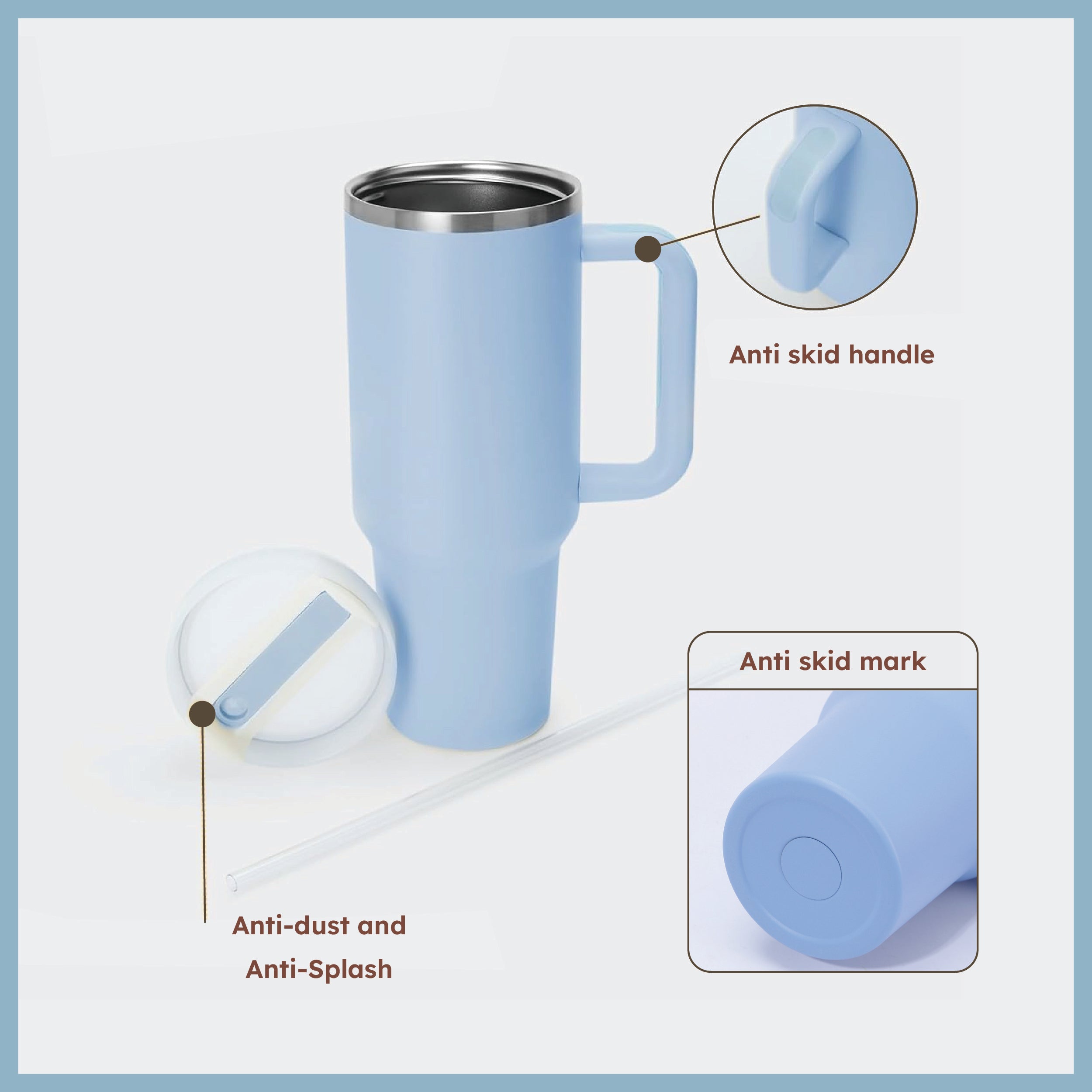 Double Wall Vacuum Insulation Stainless Steel Anti-Splash Tumbler