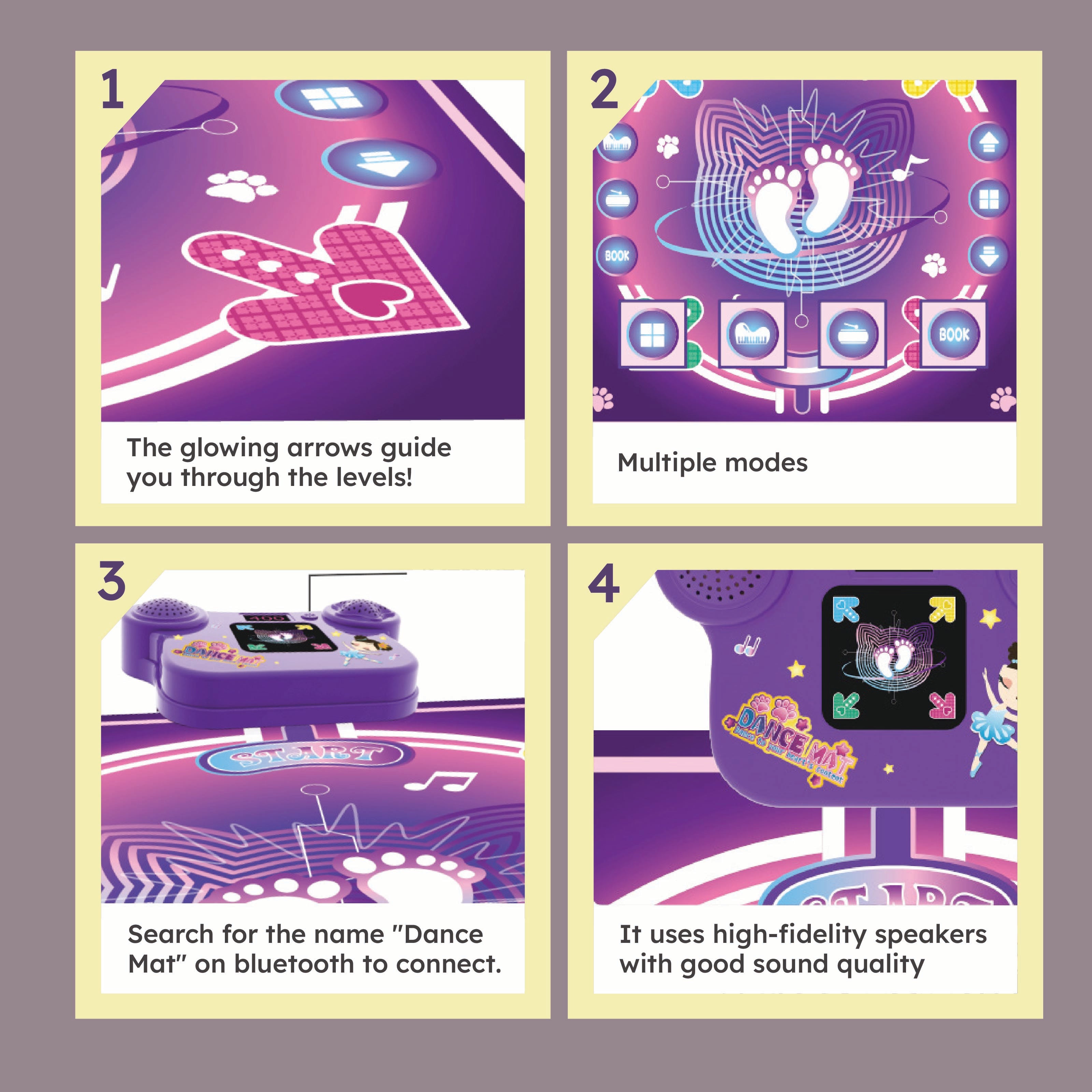 Homero 6 Game Modes Musical Dance Mat with Bluetooth - 90x90cm