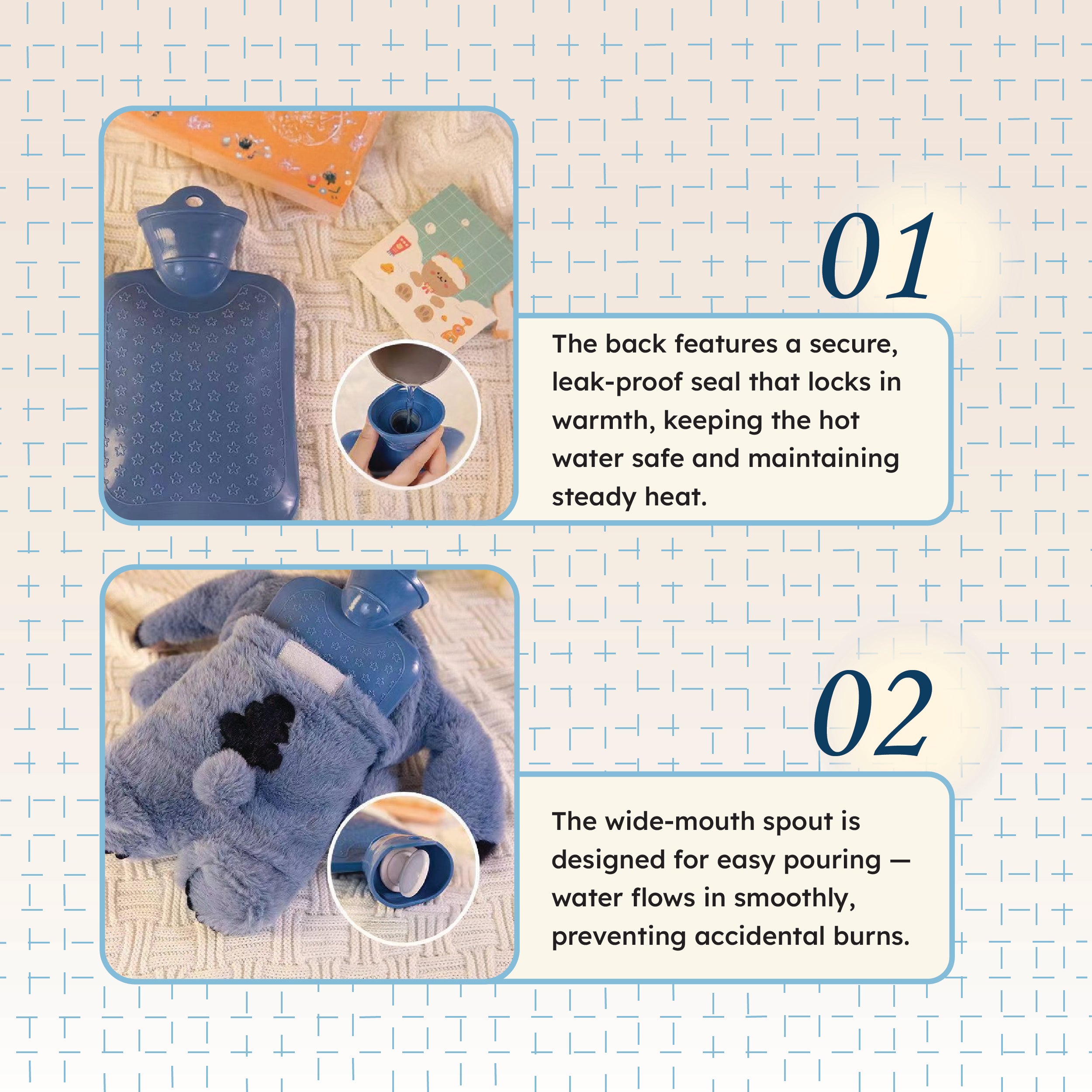 Homero Cartoon Cute Stitch Plush Hot Water Bottle