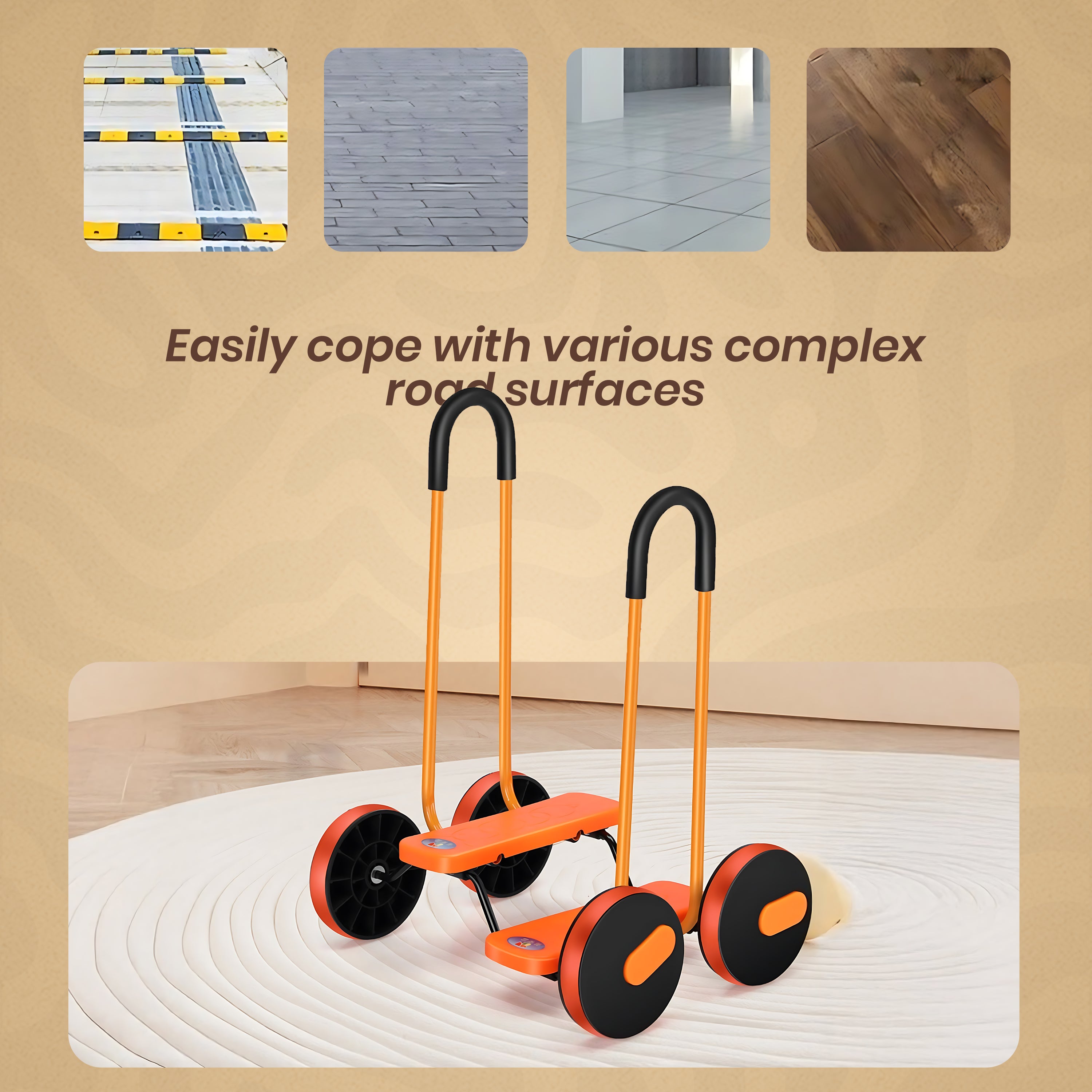 Homero Kids Sensory Balance Scooter with Handrail Outdoor Training Toy (Red Color)