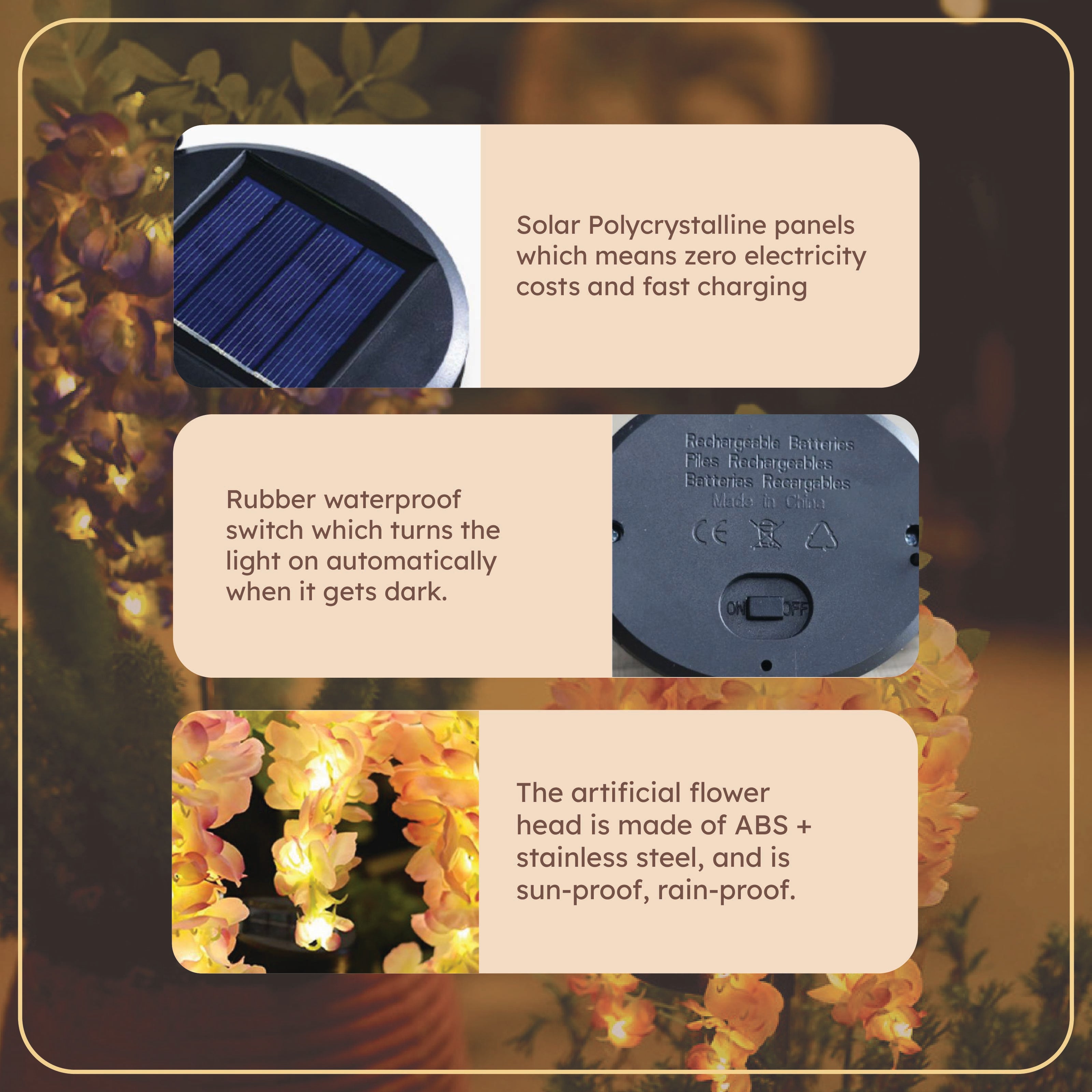 Homero Solar Wisteria Garden Dual Lighting Modes Lights (Multicolor)