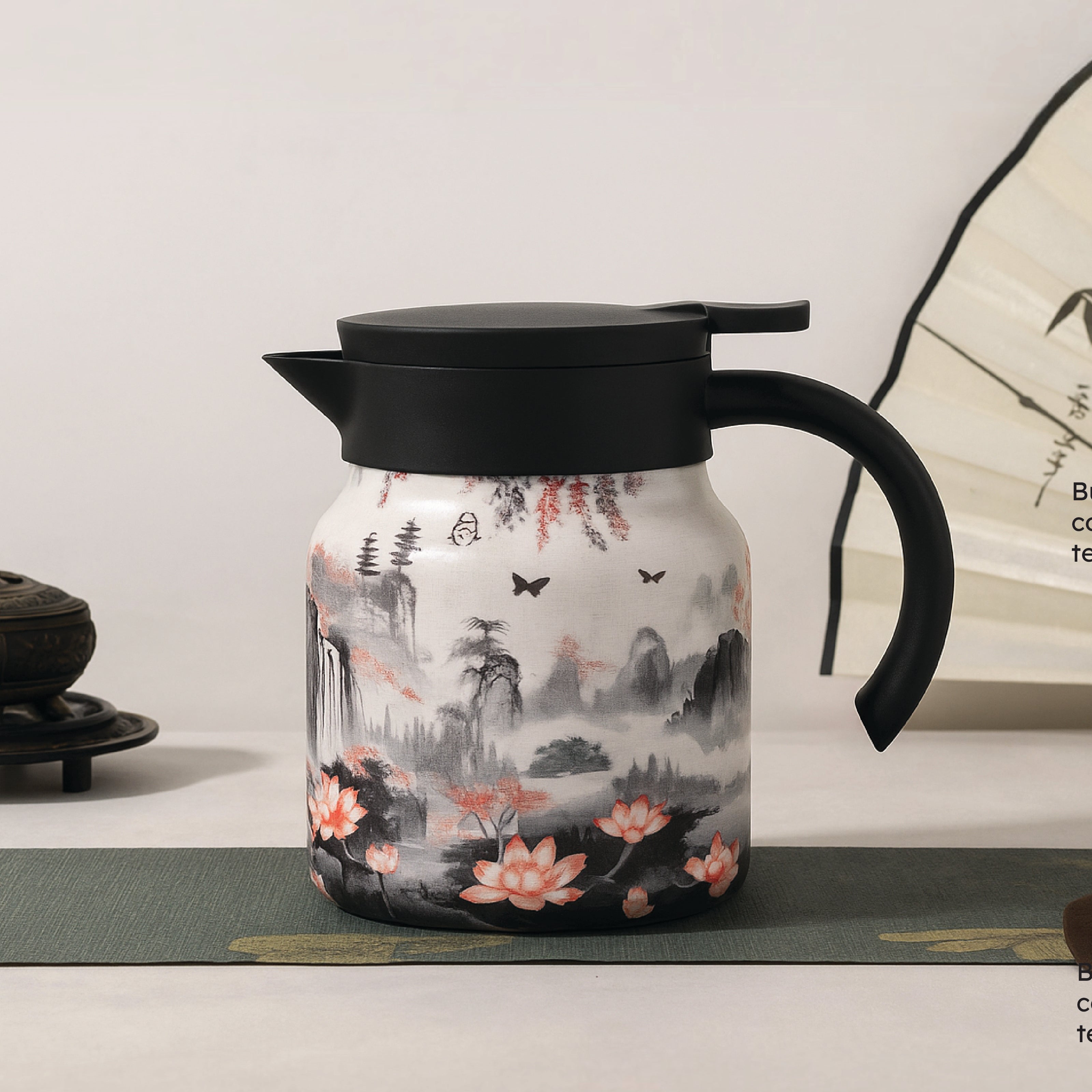 Homero Vintage Floral Stainless Steel Elegant Insulated Teapot - 800ml