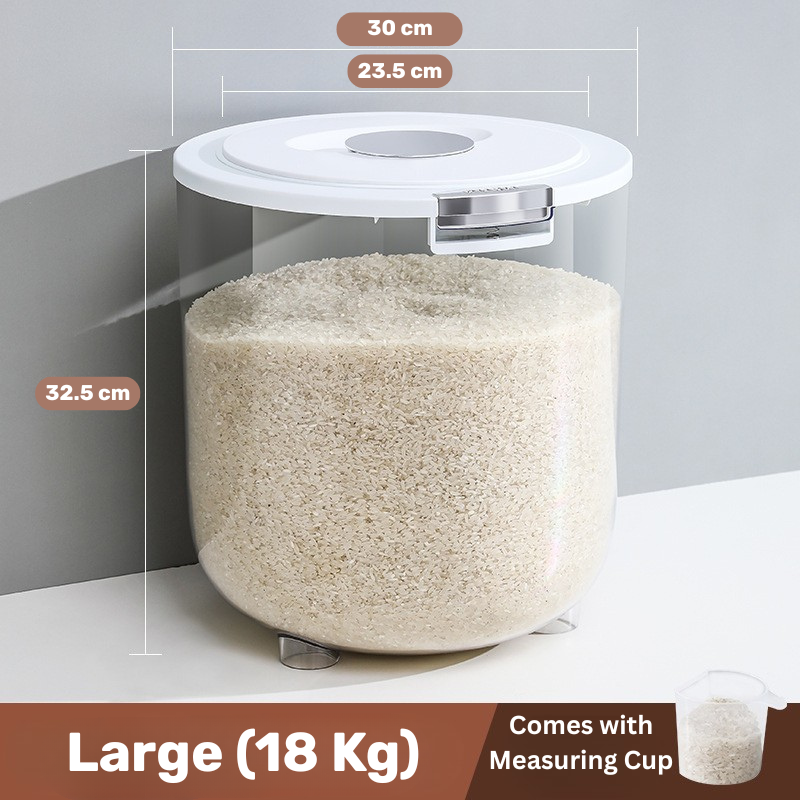 Homero Large Capacity Transparent Rice Container with One-Click Lid