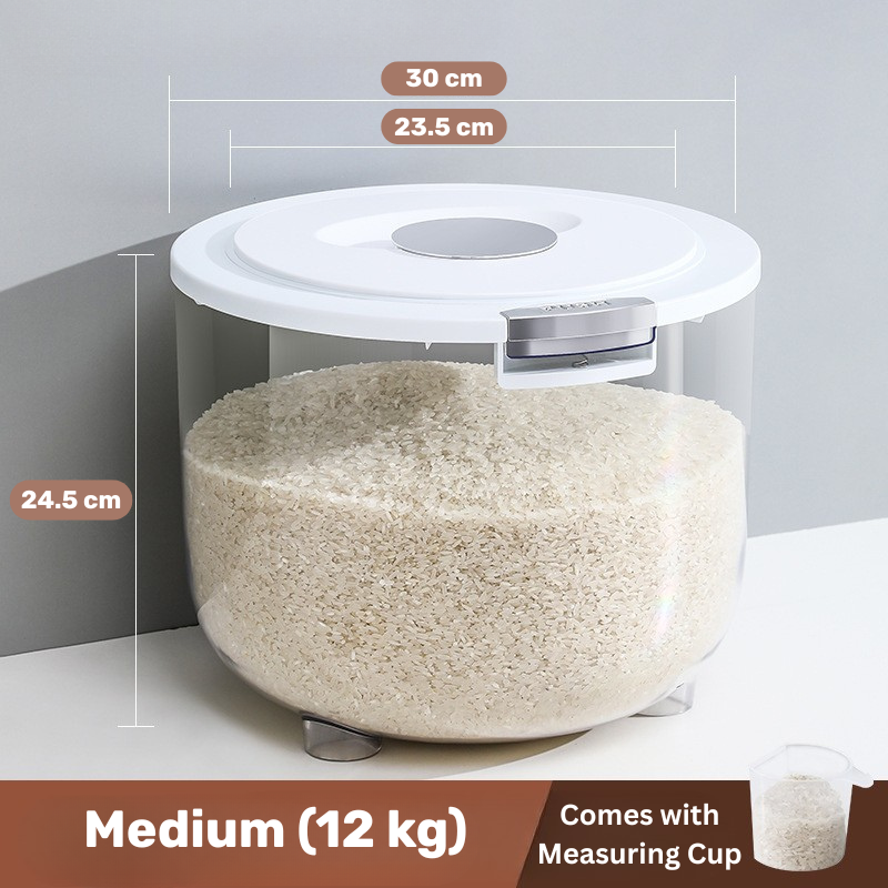 Homero Large Capacity Transparent Rice Container with One-Click Lid