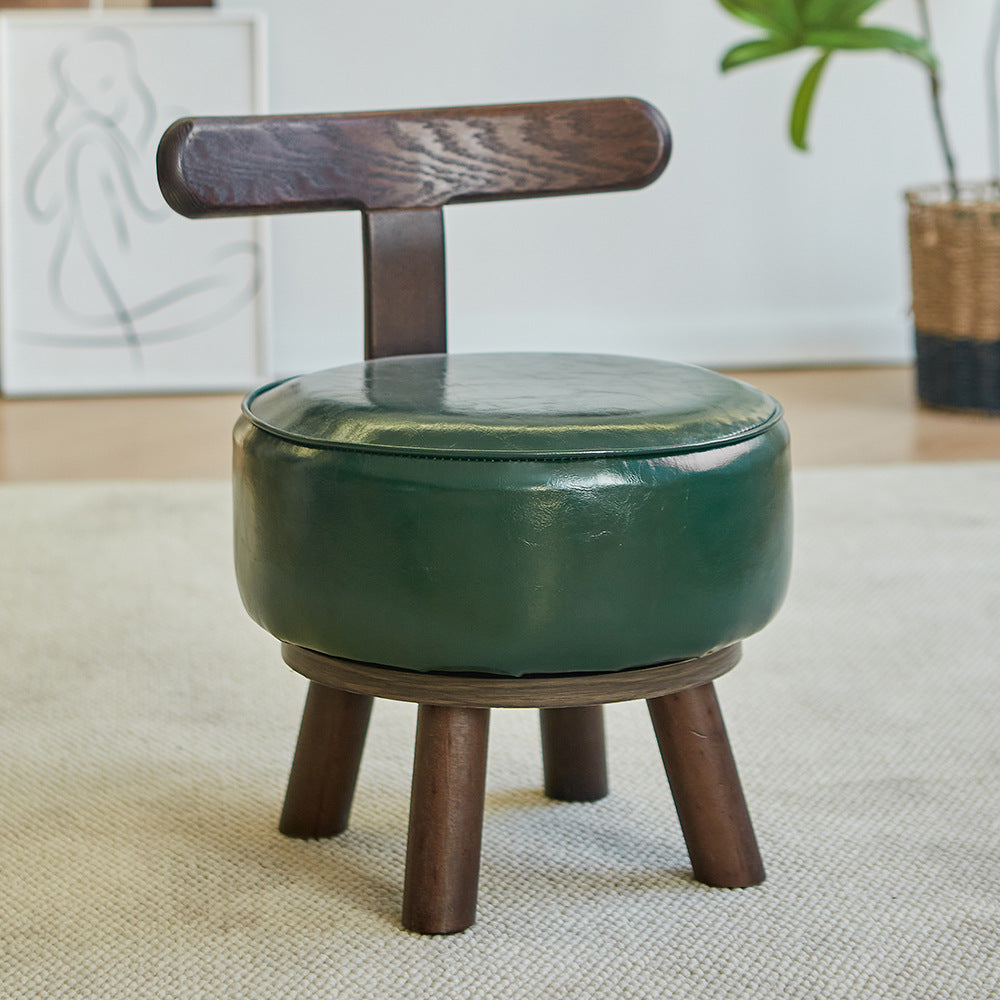 Homero 360° Swivel Vanity Foot Stool PU Leather with Backrest