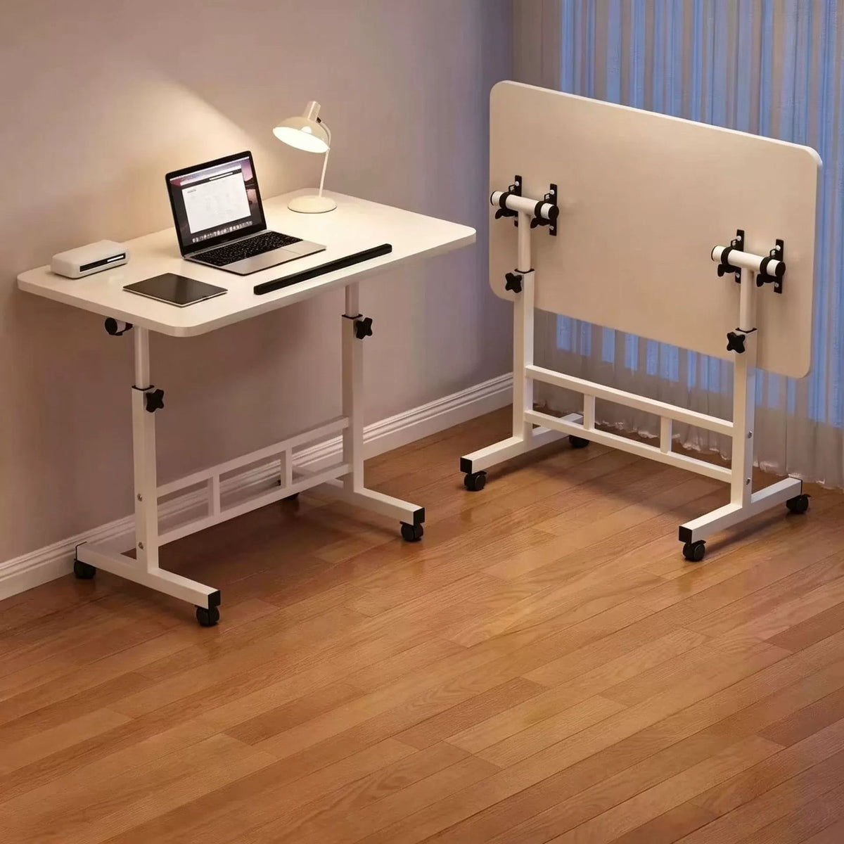 Multi-Use Height Adjustable Rolling Laptop Table with Wheels